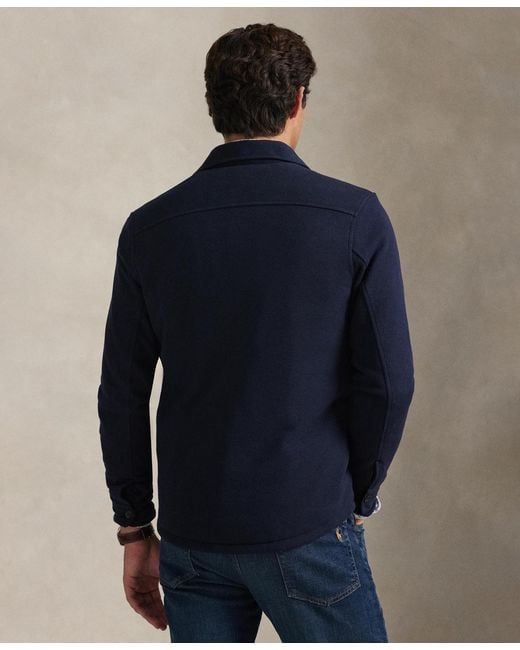 Polo Ralph Lauren Blue Long-sleeve Double Knit Tech Hybrid Shirt Jacket for men