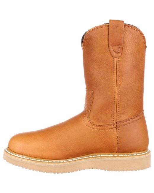 Georgia Boot Brown Wedge Steel Toe Pull On Work Boot