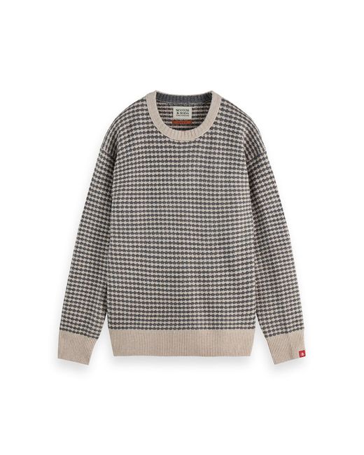Scotch & Soda Gray Chenille Pattern Long Sleeve Sweater for men