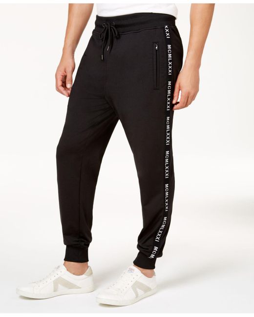 Guess Men's Text Tape Jogger Pants in Black for Men | Lyst