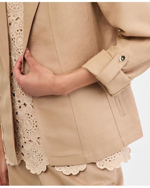 Kasper Natural Petite Notch Collar Jacket