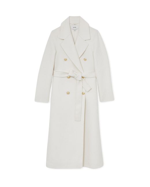 Reiss White Double-breasted Blindseam Wool-blend Coat