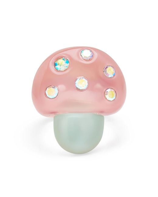 Betsey Johnson Pink Faux Stone Spring Mushroom Cocktail Ring