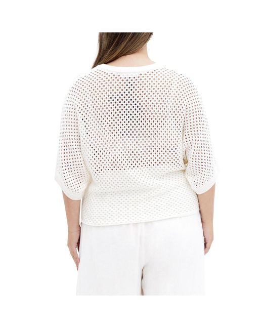 City Chic White Plus Size Crochet Knit Top
