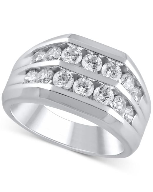 Macy's Gray Diamond Two-row Channel-set Ring (1-1/2 Ct. T.w. for men