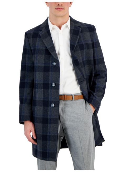 Nautica Blue Regular-fit Camber Wool-blend Overcoat for men