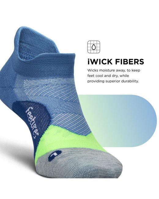 FEETURES SOCKS Blue Elite Light Cushion No Show Tab Ankle Socks for men