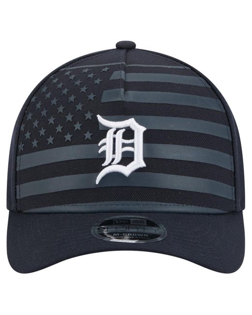 KTZ Blue Detroit Tigers American Flag 9forty M-crown A-frame Adjustable Hat for men