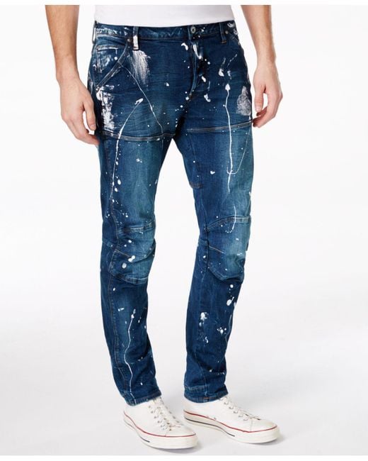 G-Star RAW Blue Men's 5620 Slim-fit Paint-splatter Jeans for men