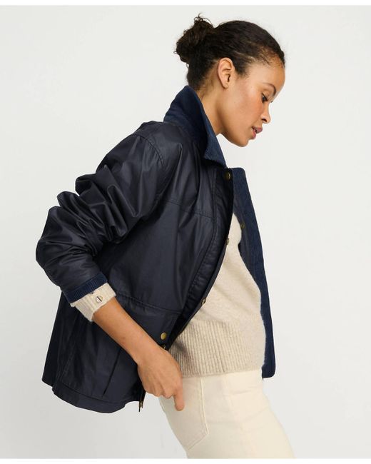 Lands' End Blue Waxed Cotton Barn Jacket