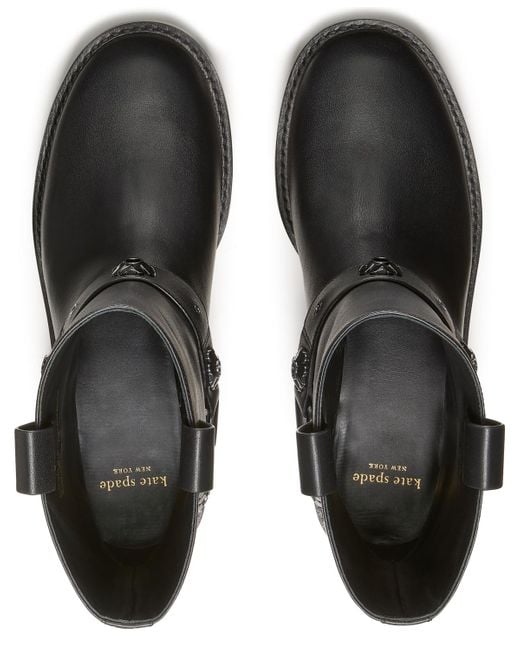 Kate Spade Black Spade Flower Garden Suede Moto Boots