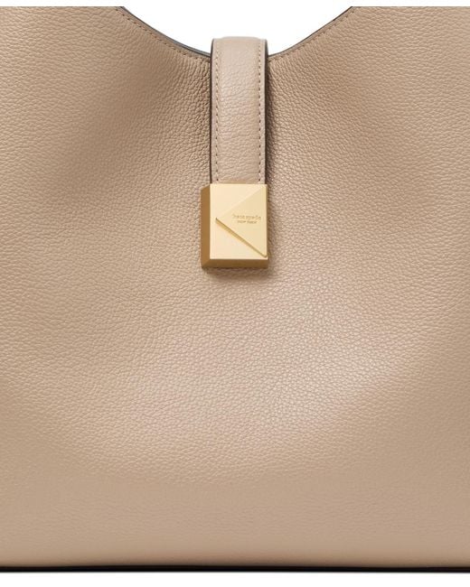 Kate Spade Natural Deco Medium Pebbled Leather Crossbody Tote Bag