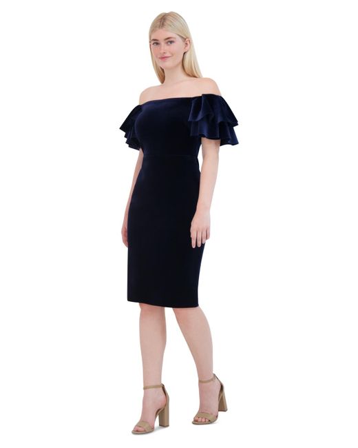 Eliza j off the shoulder ruffle sheath dress hotsell