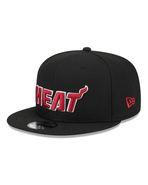 KTZ Black Miami Heat Side Logo 9fifty Snapback Hat for men