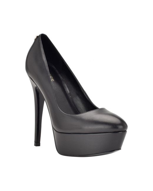 Guess Leather Cador Platform Almond Toe Pumps in Black Lyst