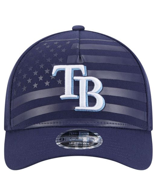 KTZ Blue Tampa Bay Rays American Flag 9forty M-crown A-frame Adjustable Hat for men