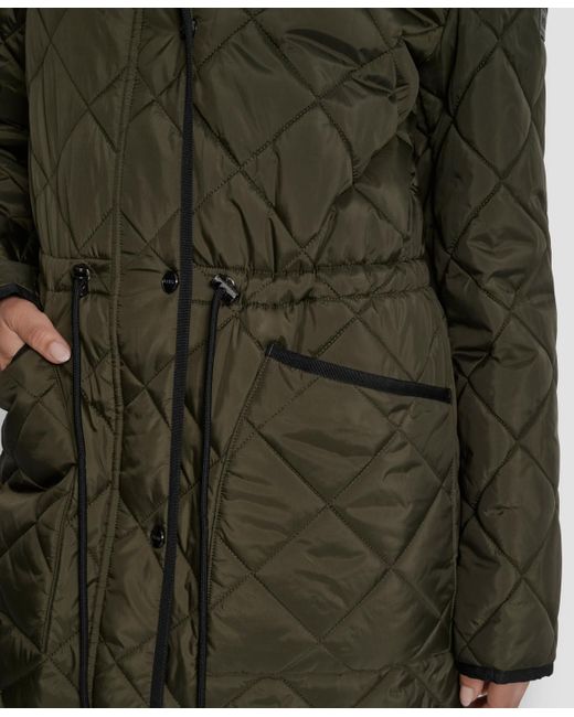 DKNY Green Corduroy-collar Quilted Anorak Coat