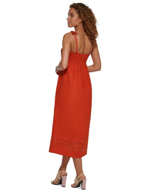 Calvin Klein Red Linen-blend A-line Dress