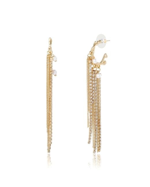 BCBGeneration White Layered Tassel Statement Earrings