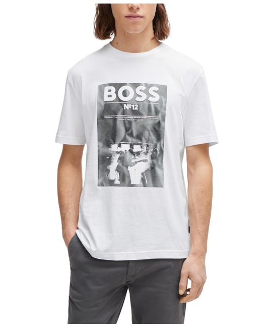 Boss Gray Boss By Seasonal Artwork Regular-fit T-shirt for men