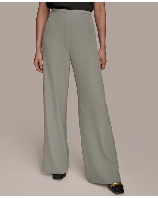 Donna Karan Brown Wide-leg Pull-on Pants