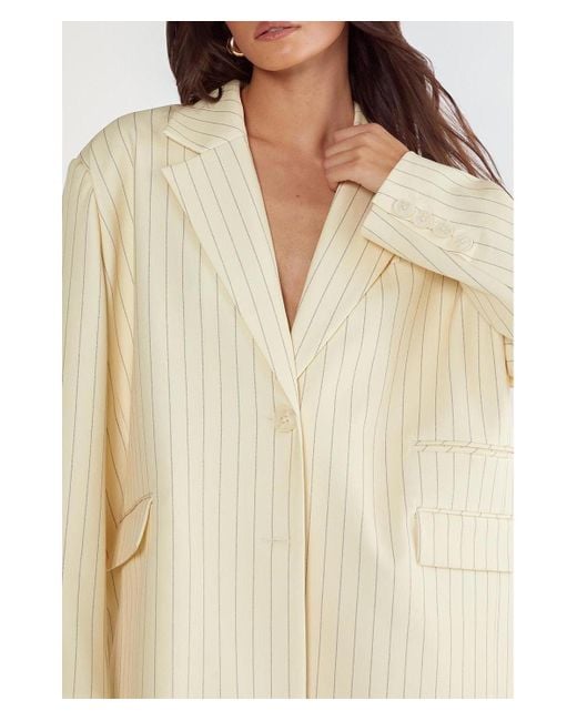 Nasty Gal Natural Oversized Pinstripe Tailored Blazer