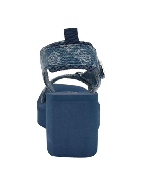 Guess Blue Daysa Quattro-g Strappy Eva Wedge Sandals