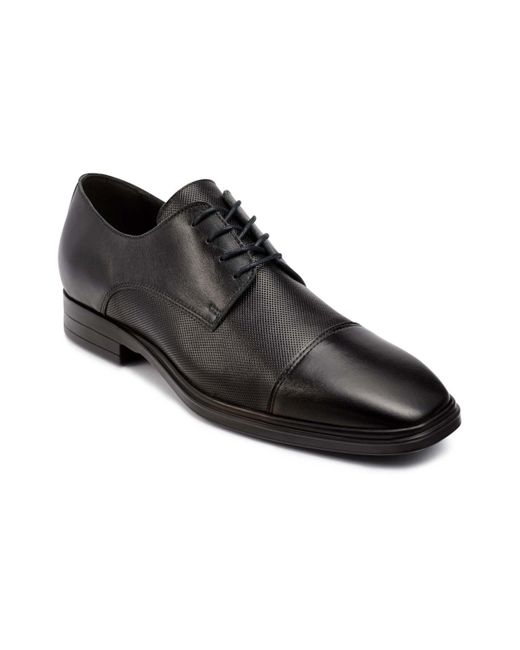 Karl Lagerfeld Black Leather Cap Toe Derby Lace-up Shoes for men