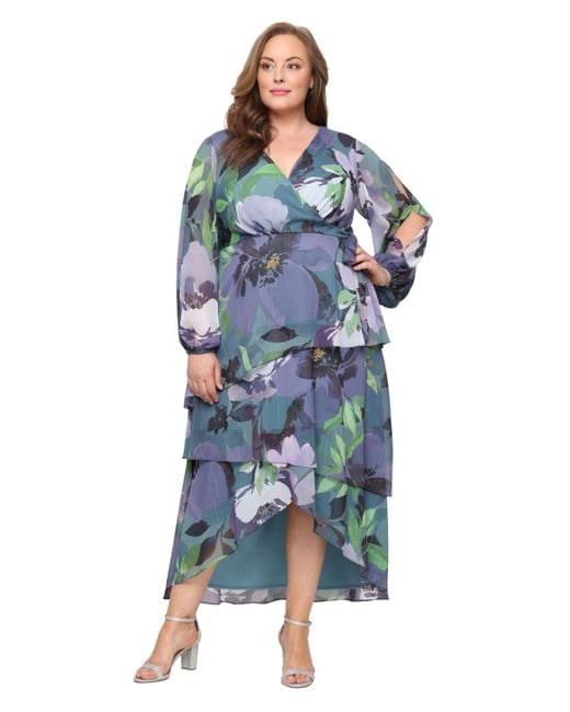 Sl Fashions Blue Plus Size High-low Chiffon A-line Dress