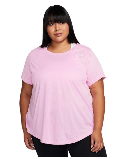 Nike White Plus Size Active Dri-fit Short-sleeve Logo T-shirt