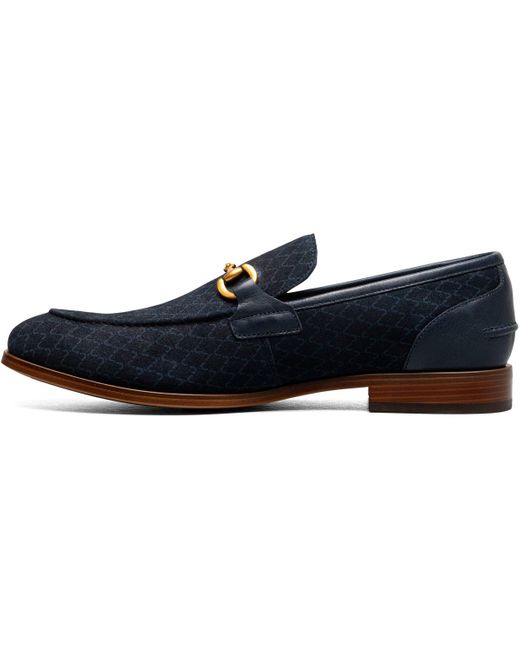 Stacy Adams Blue Brinkley Moc Toe Metal Bit Slip On Shoe for men