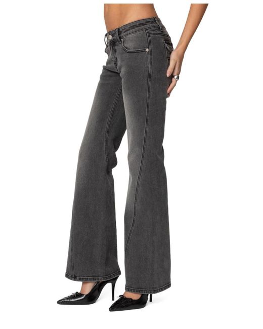 Edikted Black Colton Boot Cut Low Rise Jeans