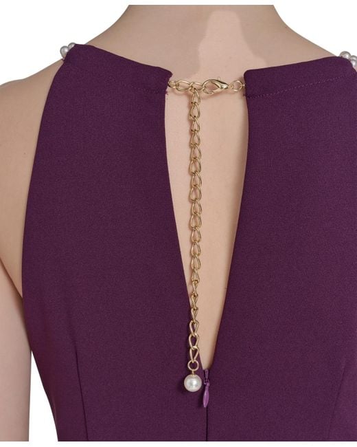 Eliza J Purple Petite Scuba Crepe Halter Side-tuck Gown