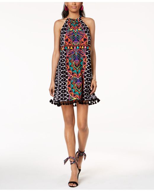 INC International Concepts Black Trina Turk X I.n.c. Tasseled Halter Dress, Created For Macy's