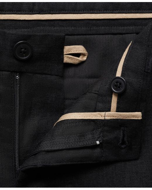 Mango Black Slim-fit 100% Linen Pants for men