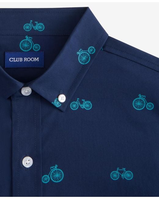 Club Room Blue Long Sleeve Bicycle Print Button-down Shirt for men