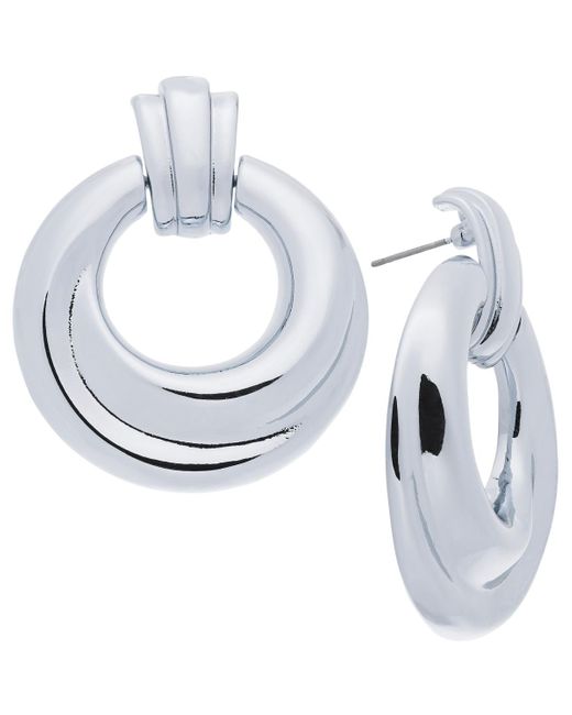 INC International Concepts Metallic Doorknocker Drop Earrings