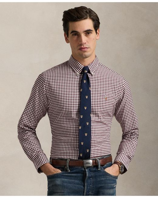Polo Ralph Lauren Brown Custom-fit Gingham Oxford Shirt for men