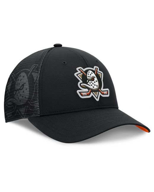 Fanatics Black Anaheim Ducks Authentic Pro Home Ice Trucker Adjustable Hat for men
