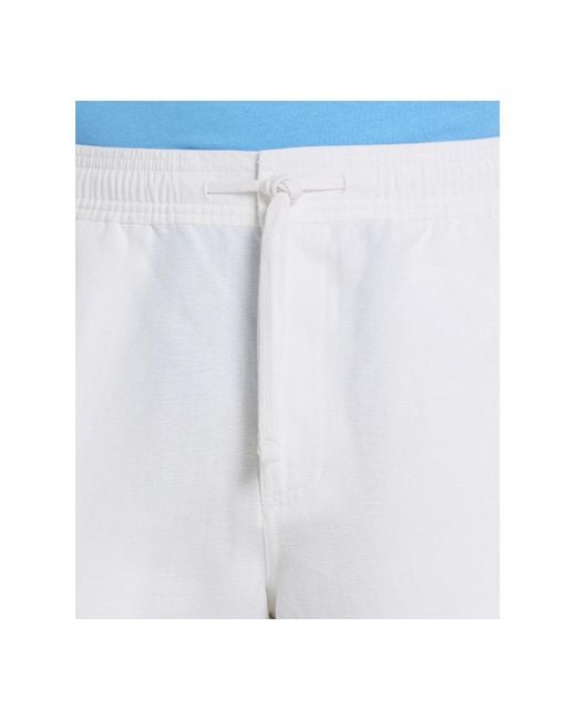 Cubavera White 8" Drawstring Linen Cargo Shorts for men
