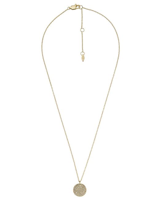 Fossil Sadie Glitz Disc Goldtone Stainless Steel Chain Necklace in