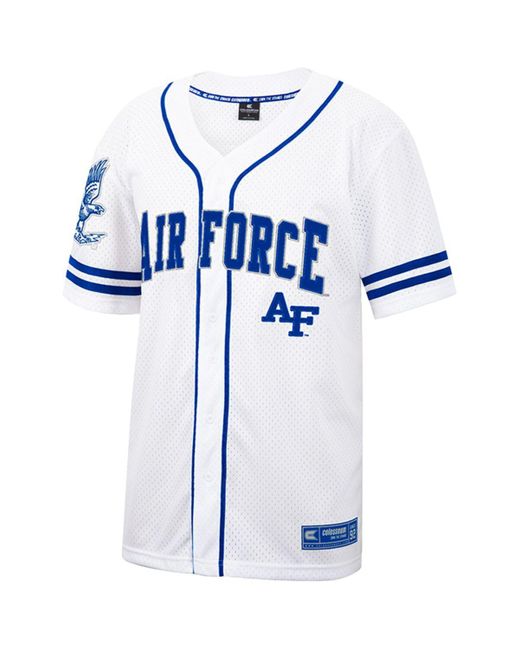Colosseum Athletics Blue White And Royal Air Force Falcons Free Spirited Baseball Jersey for men