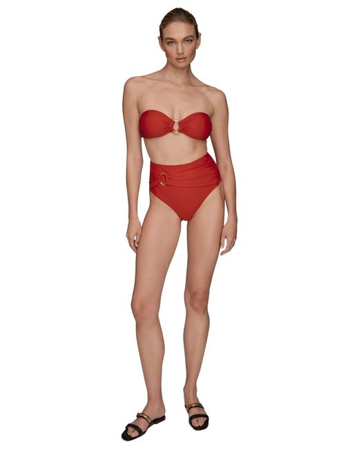 Donna Karan Red High-waist Bikini Bottoms