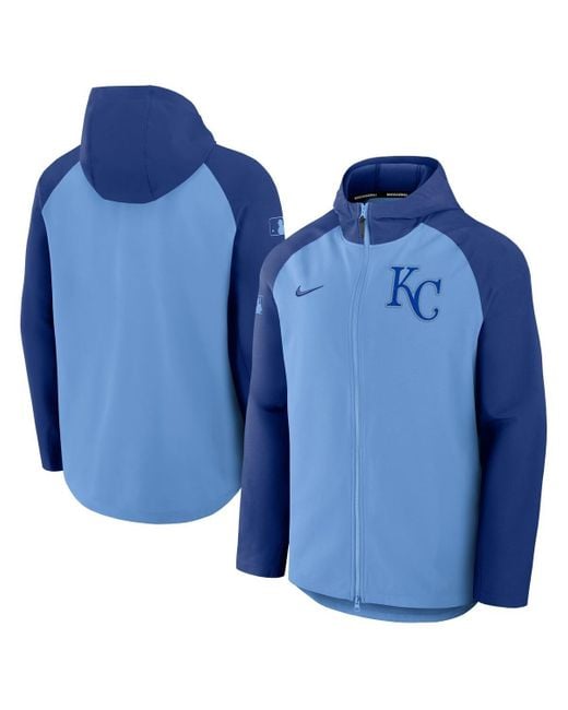 Nike Light Blue/royal Kansas City Royals Authentic Collection Raglan Performance Full-zip Jacket for men
