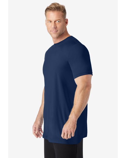 Kingsize Blue Big & Tall No Sweat Longer-length Short Sleeve Crewneck Tee for men
