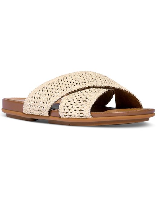Fitflop Brown Gracie Woven Cross Slide Sandals