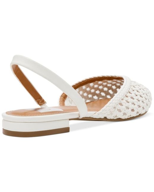 Dolce Vita White Cashe Woven Slingback Pointed-toe Flats
