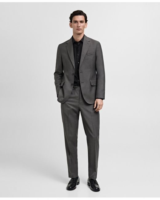 Mango Black Slim-fit Cotton Poplin Dress Shirt for men
