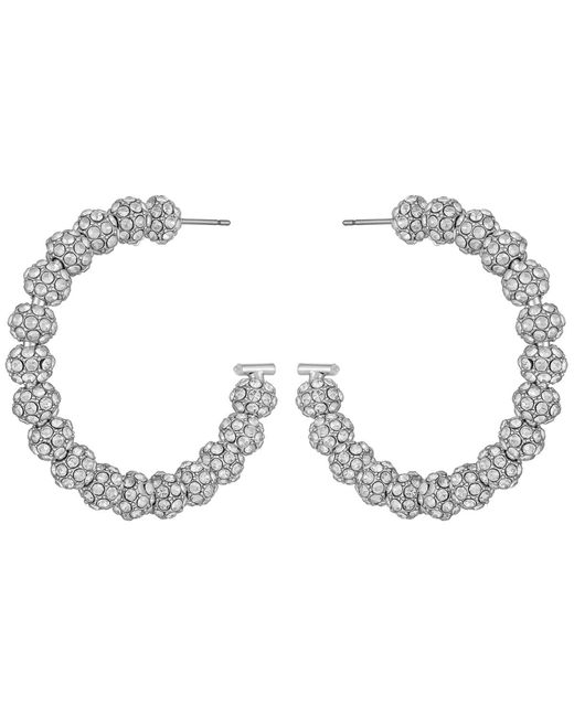 Guess Metallic Rhinestones Beaded C-hoop Earrings (also