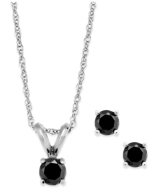Macy's Multicolor Black Diamond Jewelry Set In 10k White Gold (1/4 Ct. T.w.)